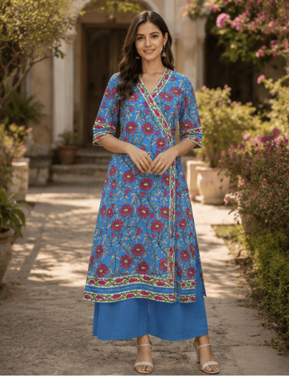 Blue Garden Wrap Kurta Set