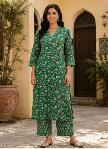 Emerald Garden Kurta Set with Dupatta