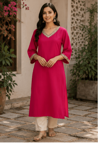 Fuchsia Grace Kurta with Dupatta