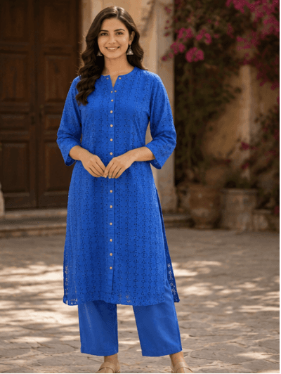 Sapphire Eyelet Kurta Set