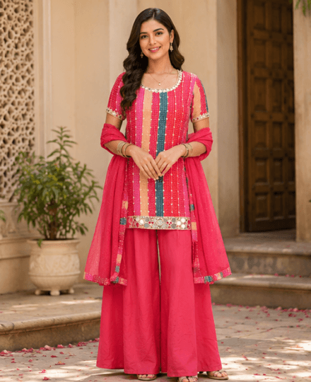 Striped Multicolored Sharara Set
