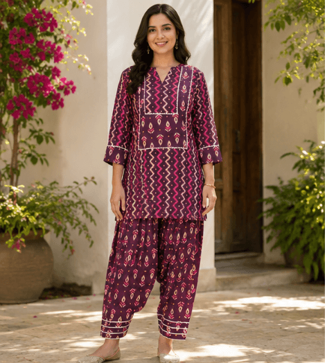 Purple Printed Co-ord Set