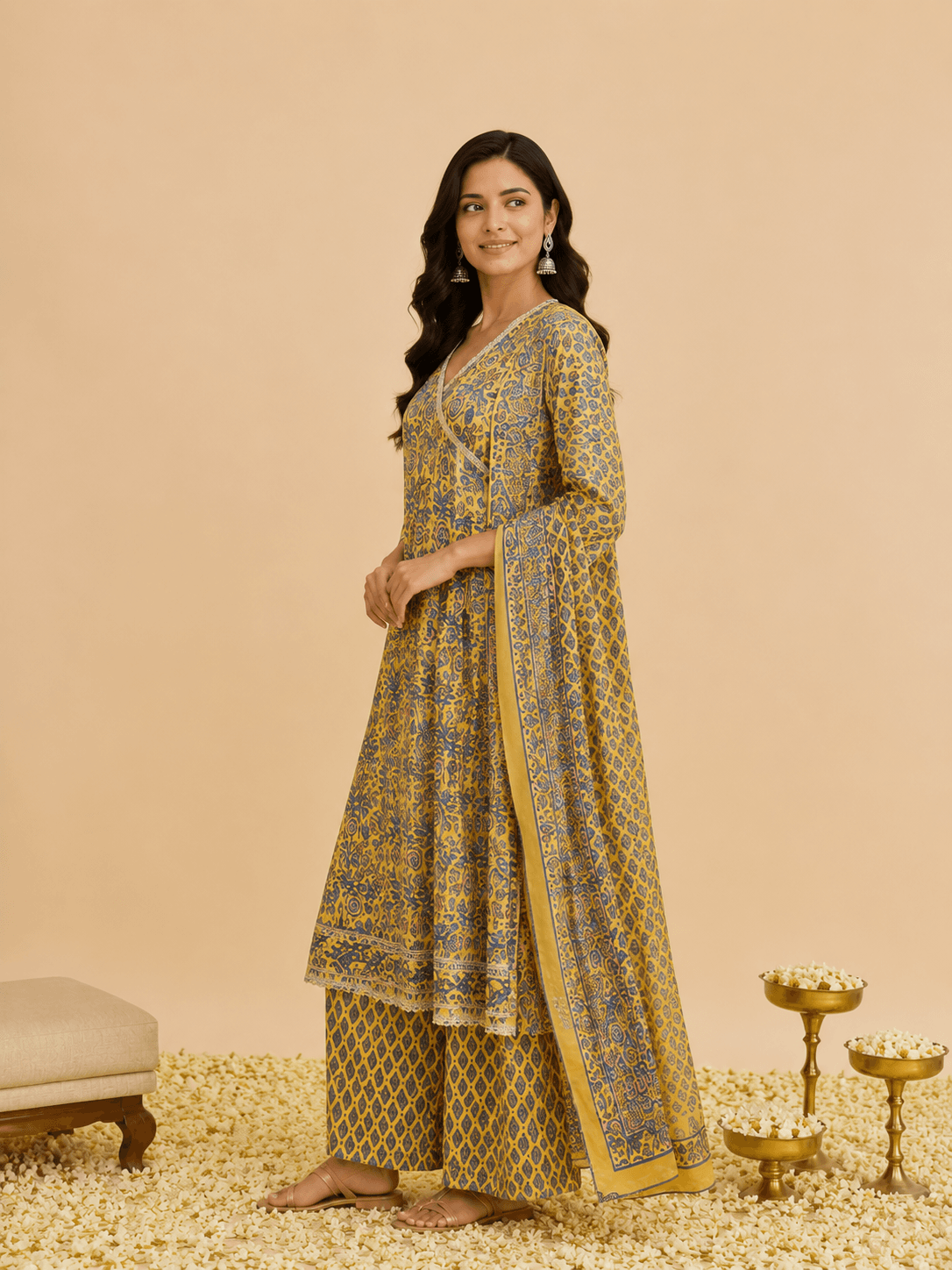 Golden Heritage Floral Suit Set