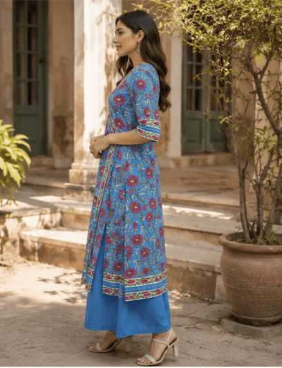 Blue Garden Wrap Kurta Set — view 2