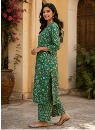 Emerald Garden Kurta Set with Dupatta — view 2