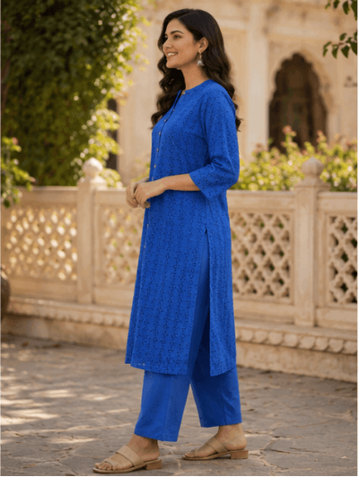 Sapphire Eyelet Kurta Set — view 2