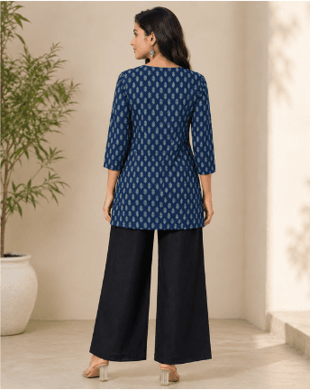 Navy Printed Corset Top — view 2