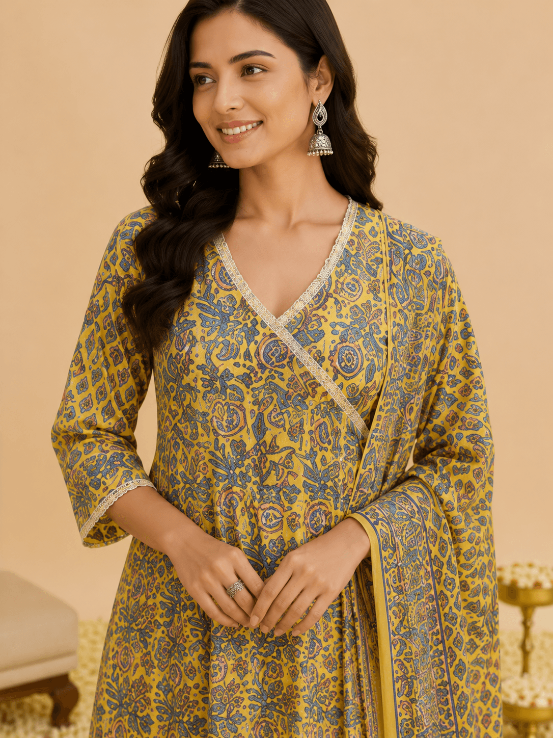 Golden Heritage Floral Suit Set
