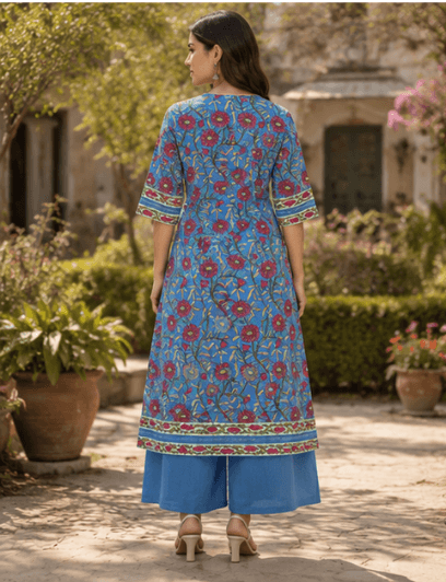 Blue Garden Wrap Kurta Set — view 3