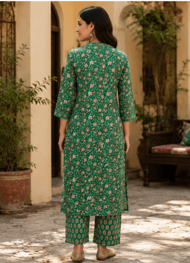 Emerald Garden Kurta Set with Dupatta — view 3