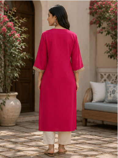 Fuchsia Grace Kurta with Dupatta — view 3