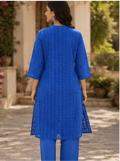 Sapphire Eyelet Kurta Set — view 3
