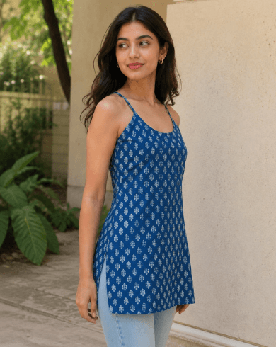 Indigo Cotton Cami — view 3