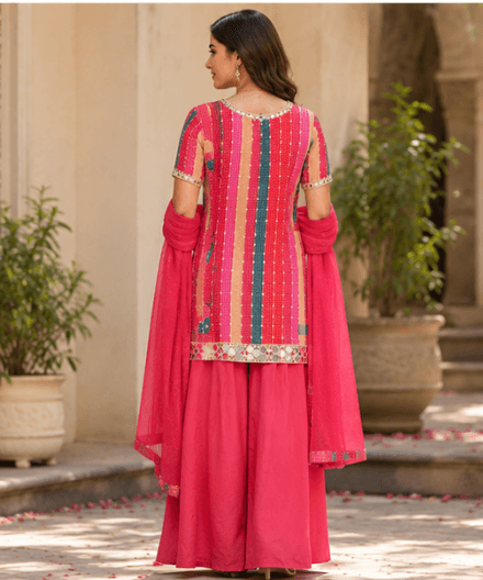 Striped Multicolored Sharara Set — view 3