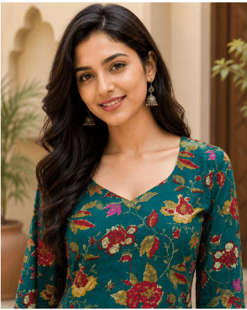 Teal Floral Top — view 3