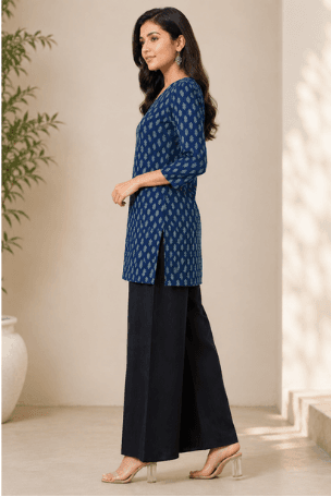 Navy Printed Corset Top — view 3