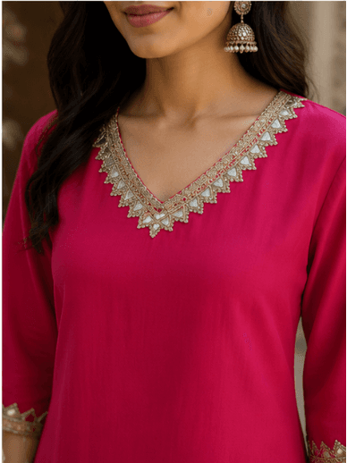 Fuchsia Grace Kurta with Dupatta — view 4