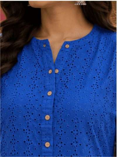 Sapphire Eyelet Kurta Set — view 4