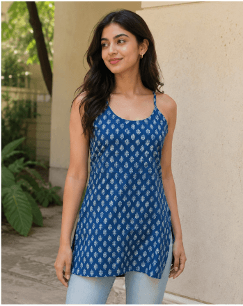 Indigo Cotton Cami — view 4