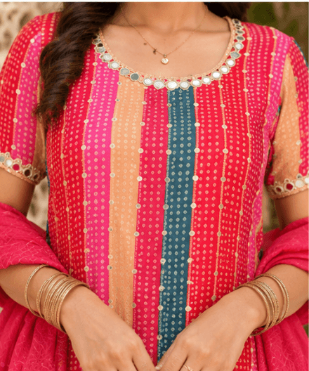 Striped Multicolored Sharara Set — view 4