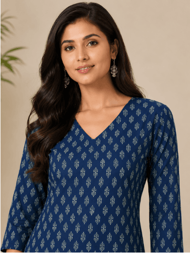 Navy Printed Corset Top — view 4