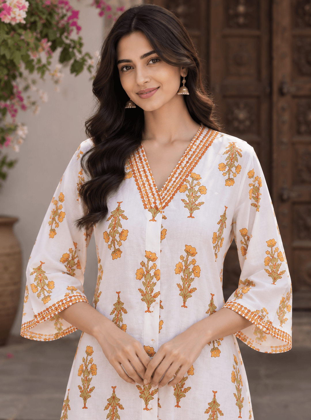 Mustard Bloom Kurta Set