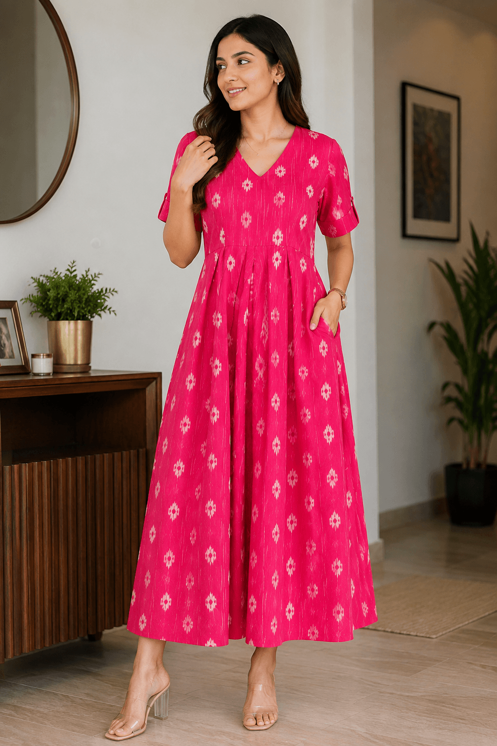 Rosé Radiance Cotton Dress