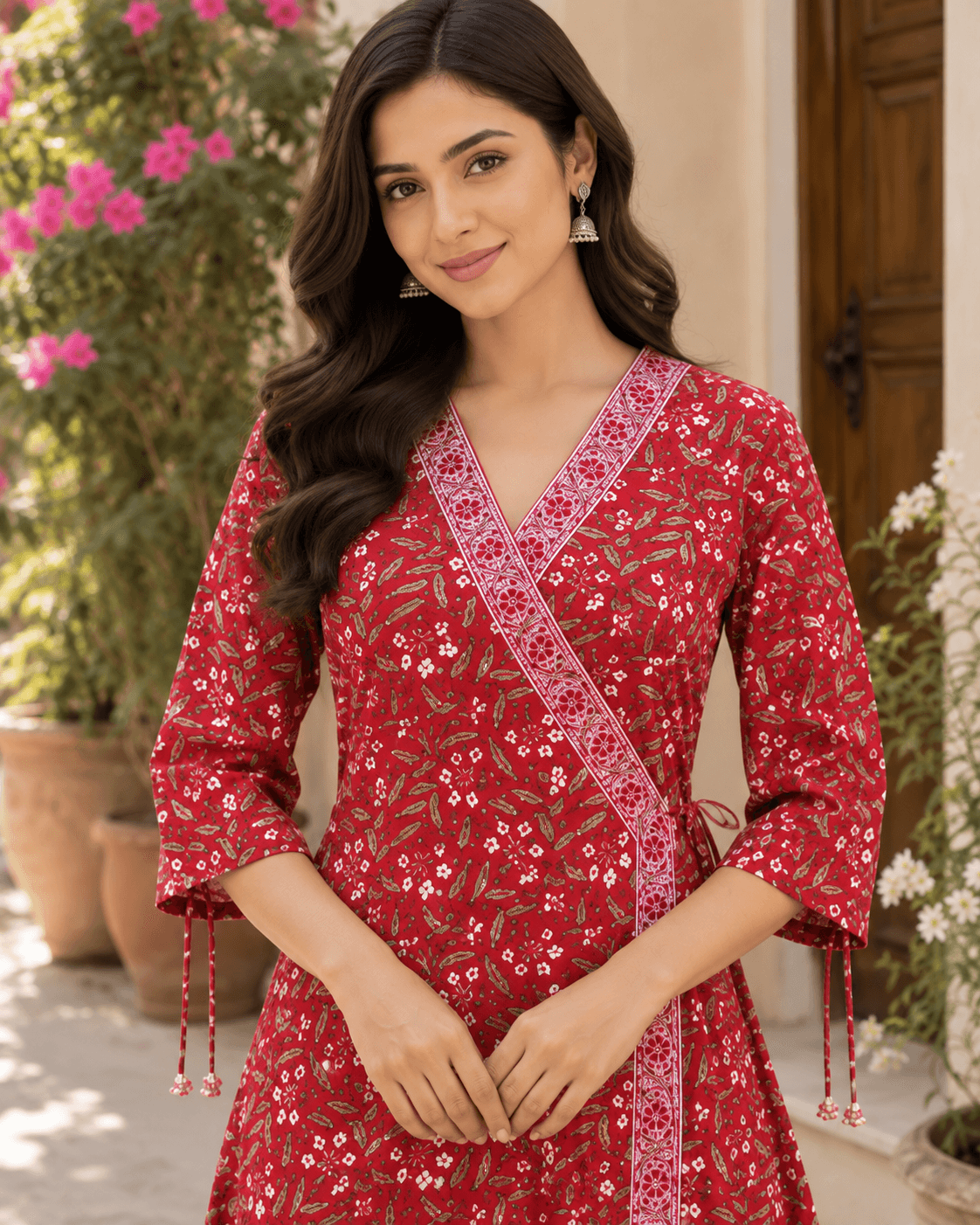 Ruby Floral Wrap Kurta Set
