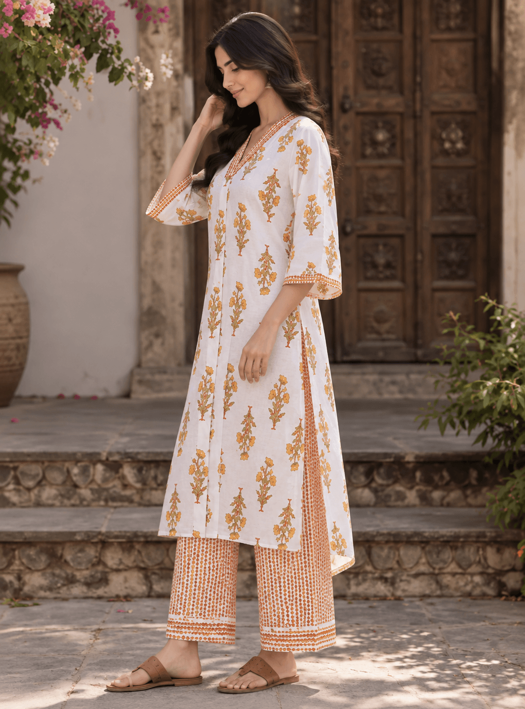 Mustard Bloom Kurta Set