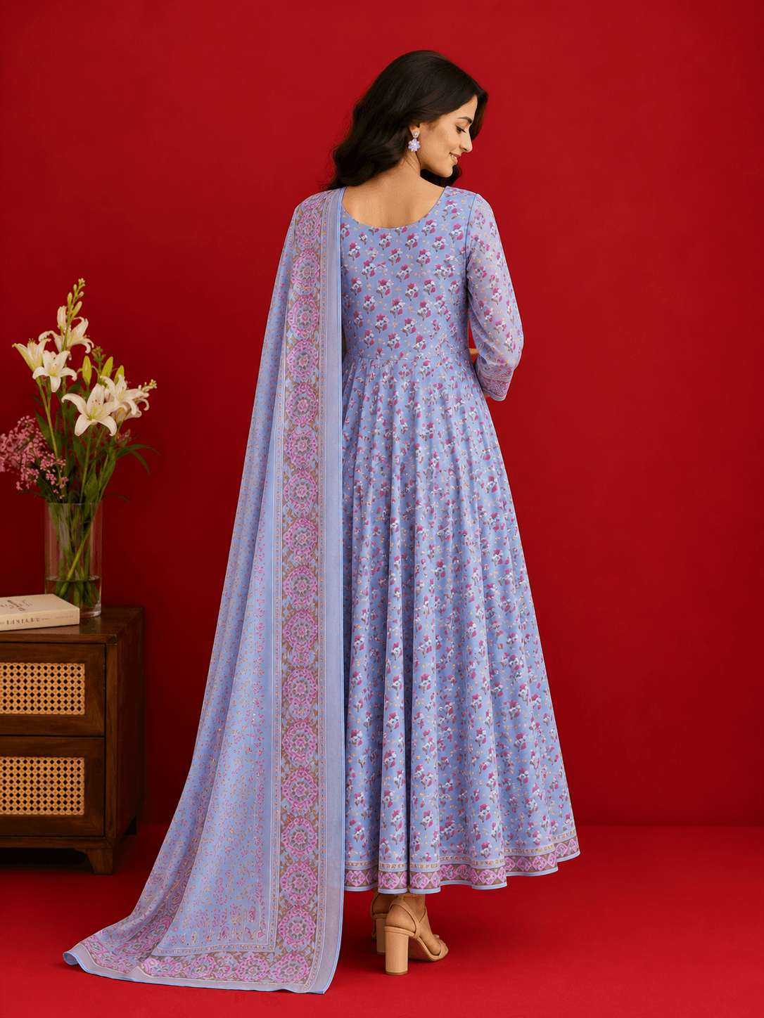 Lavender Meadow Anarkali Set