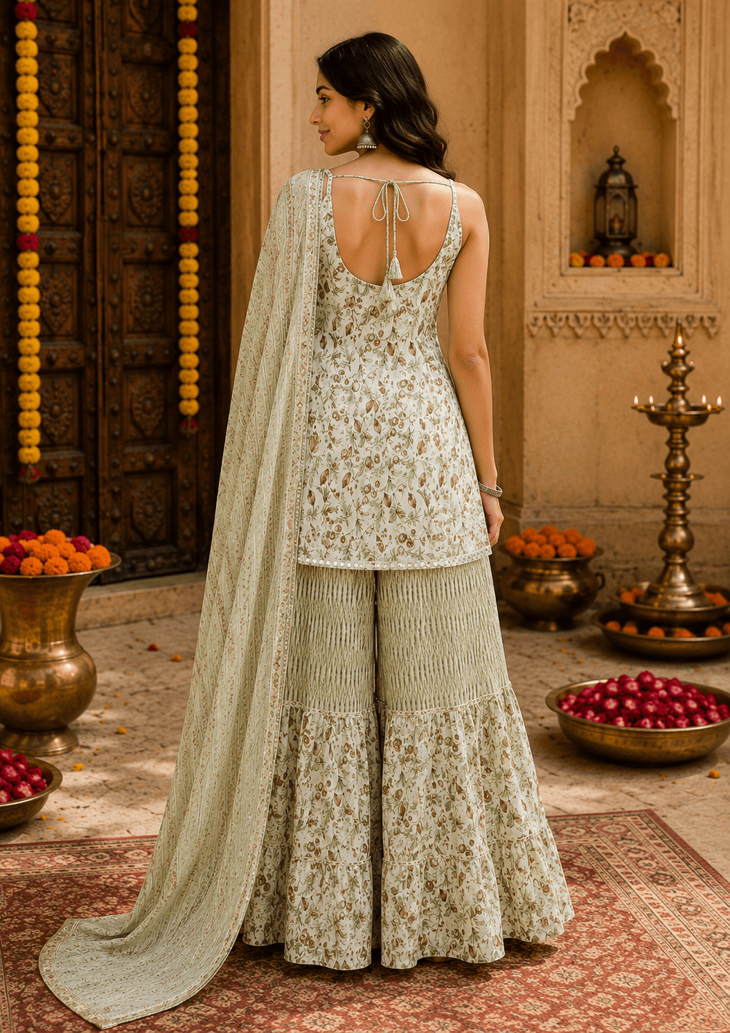 Sage Green Sharara Set