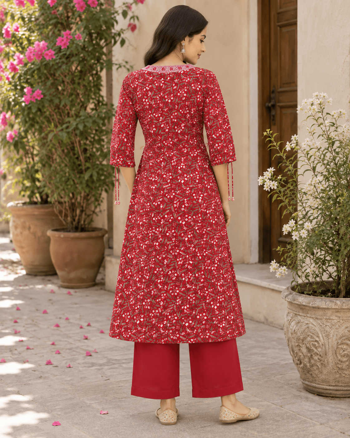 Ruby Floral Wrap Kurta Set