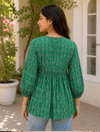 Green Printed Top