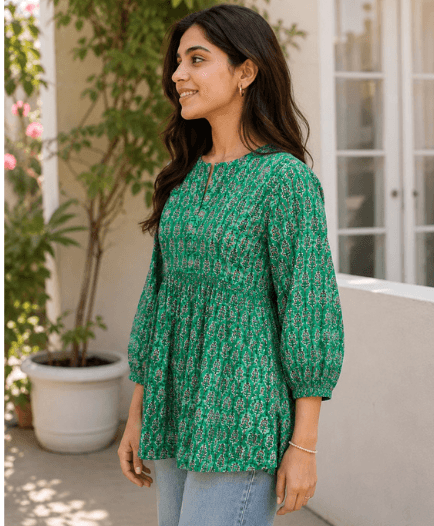 Green Printed Top