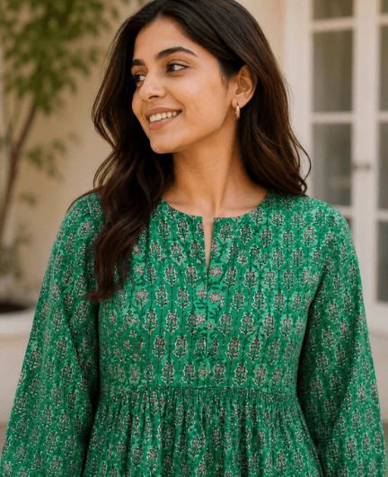 Green Printed Top