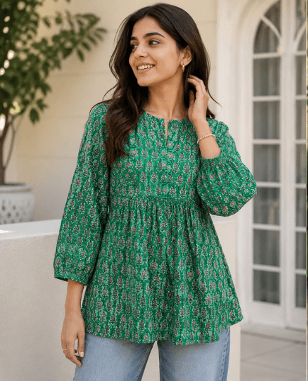 Green Printed Top
