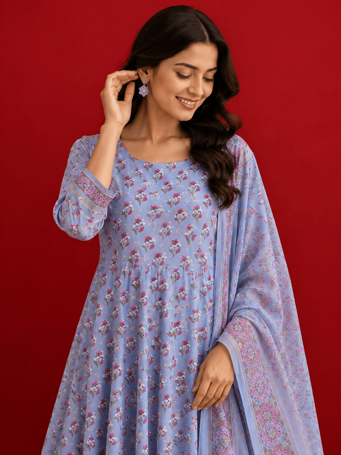 Lavender Meadow Anarkali Set