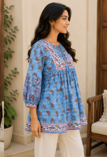 Sky Blue Printed Top