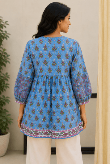 Sky Blue Printed Top