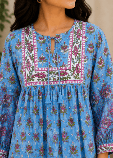 Sky Blue Printed Top