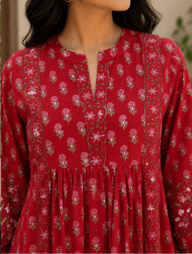 Red Floral Printed Top