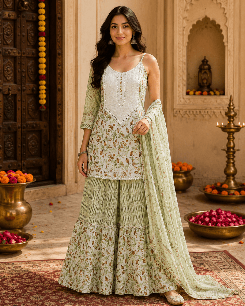 Sage Green Sharara Set
