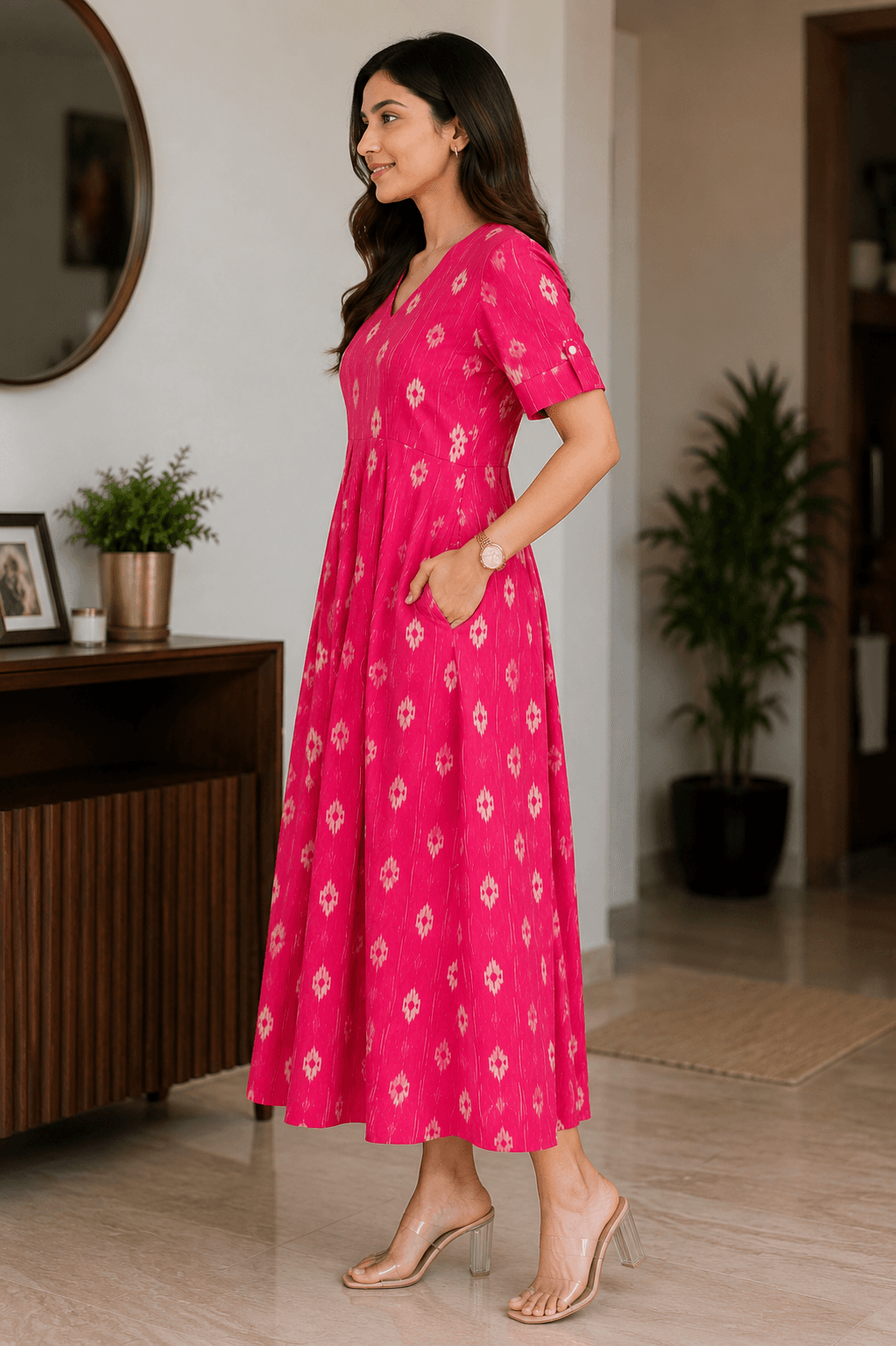 Rosé Radiance Cotton Dress
