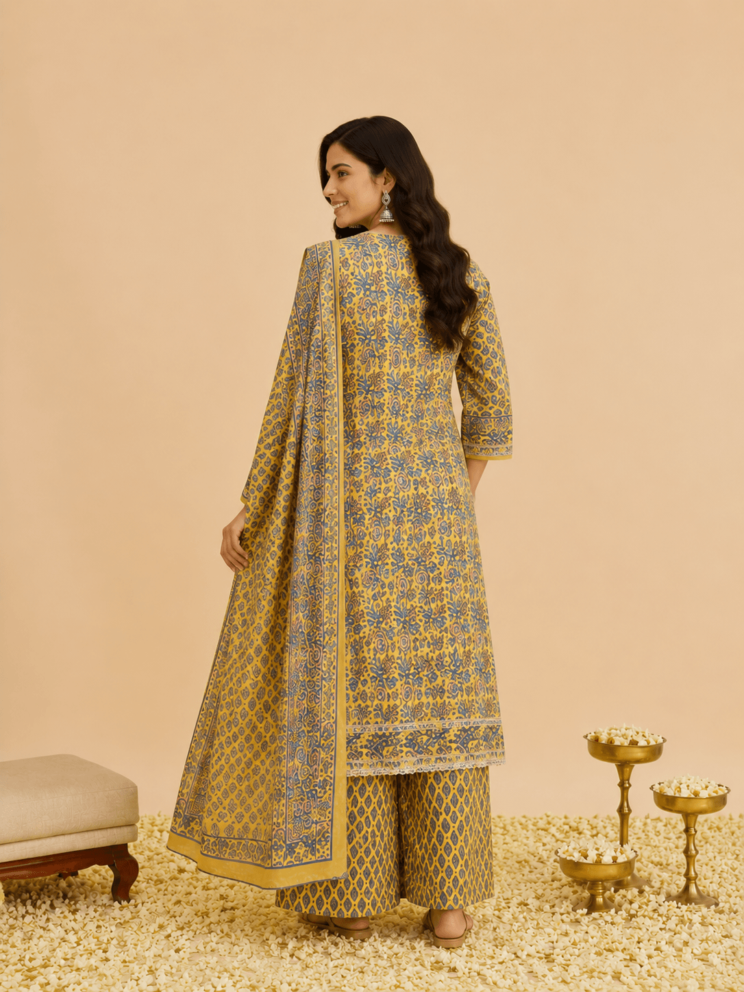 Golden Heritage Floral Suit Set