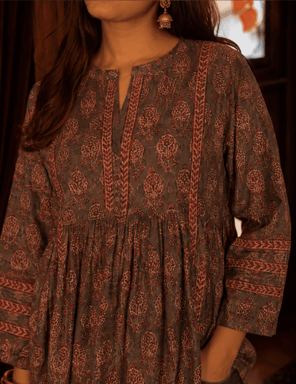 Rust Printed Top