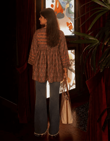 Rust Printed Top