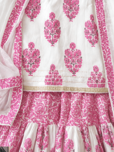 White & Pink Sharara Set