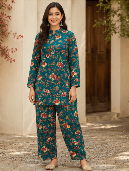 Teal Floral Co-ord Set