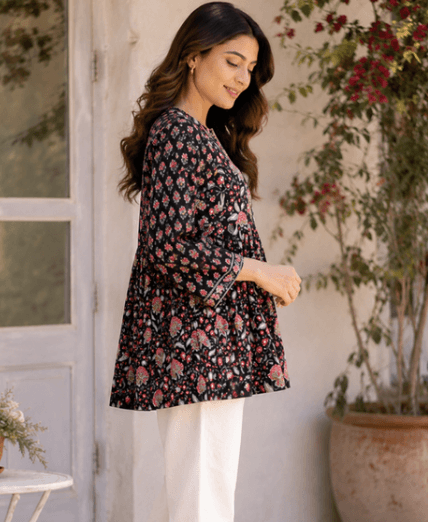 Black Floral Top