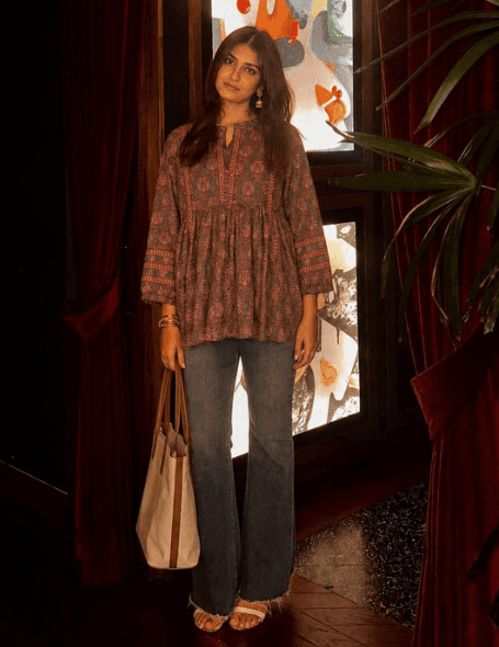 Rust Printed Top